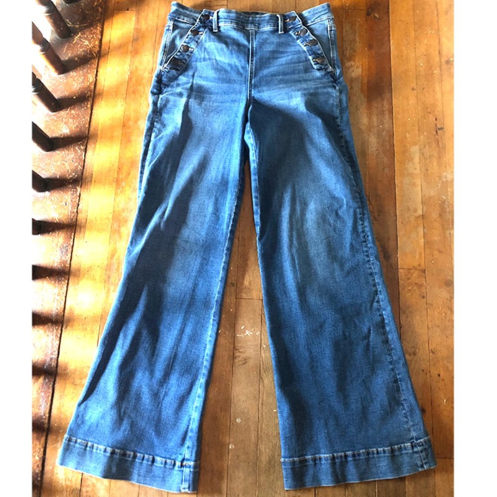 American Eagle Super Stretch Wide Leg Sailor Button Jeans 12